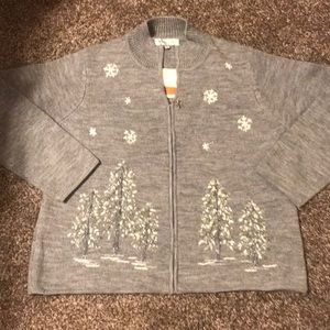Coldwater Creek Sweaters - Grey winter zip front sweater. Coldwater Creek Sweaters - Grey winter zip front sweater.